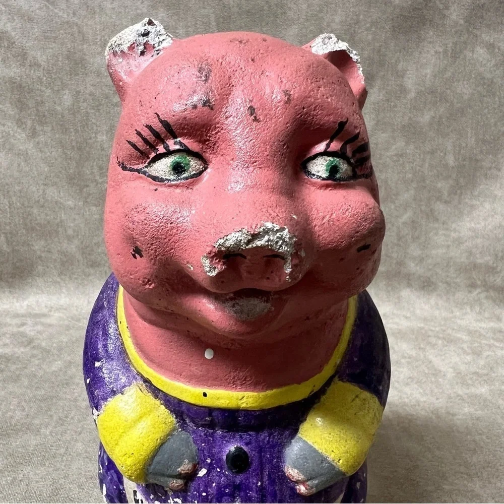 Vintage Heavy Door Stopper Antique Piggy *Has Wear * See Pics Still Beautiful